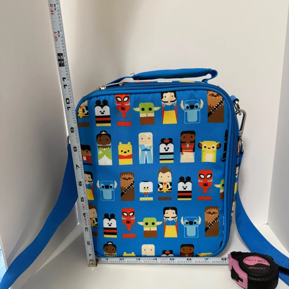 Disney Parks‎ Unified Character Print Insulated Lunch Bag Blue Crossbody Strap